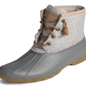 Sperry Saltwater Duck Rain Boot Wool Embossed Thinsulate Gray New Size 7.5M $99